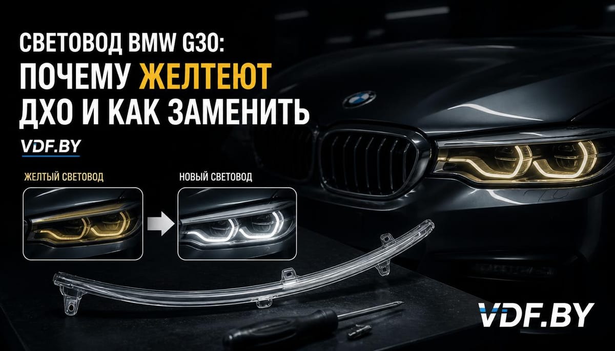Световод BMW G30, X3 G01 и X5 G05: почему желтеют ДХО и как заменить