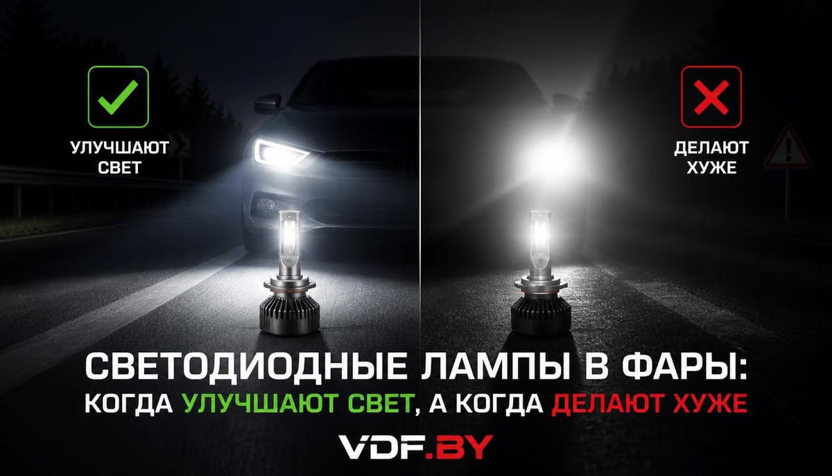 Светодиодные лампы в фары: когда улучшают свет, а когда делают хуже