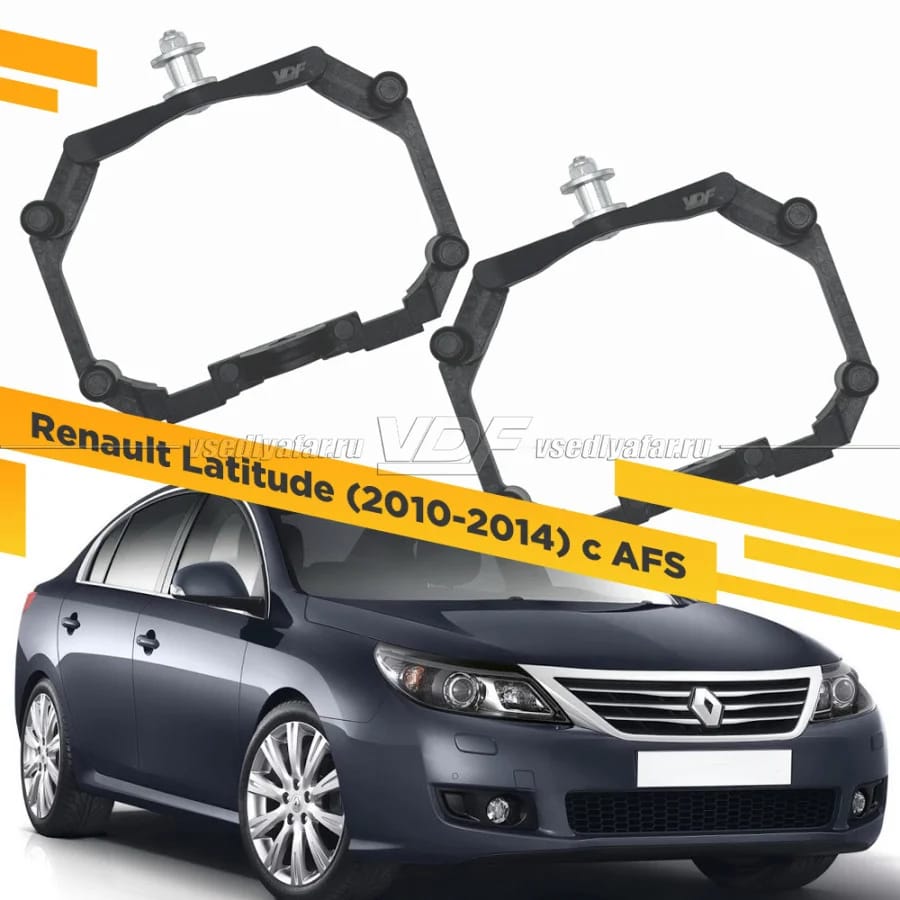 Рамки для замены линз в фарах Renault Latitude 2010-2014 с AFS Пластик.